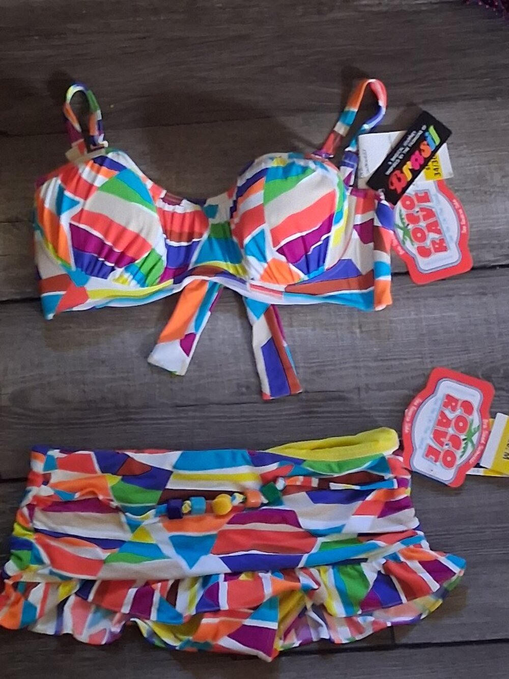 Coco Rave D cup bikini Skirted 34/36D Medium bottom NEW